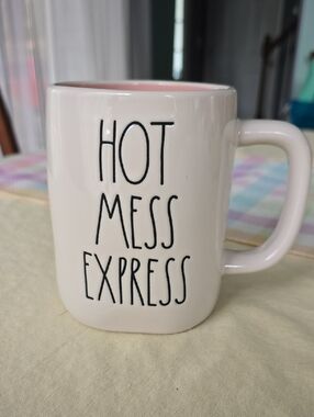 Rae Dunn Cream Mug with Pink Interior - Hot Mess Express